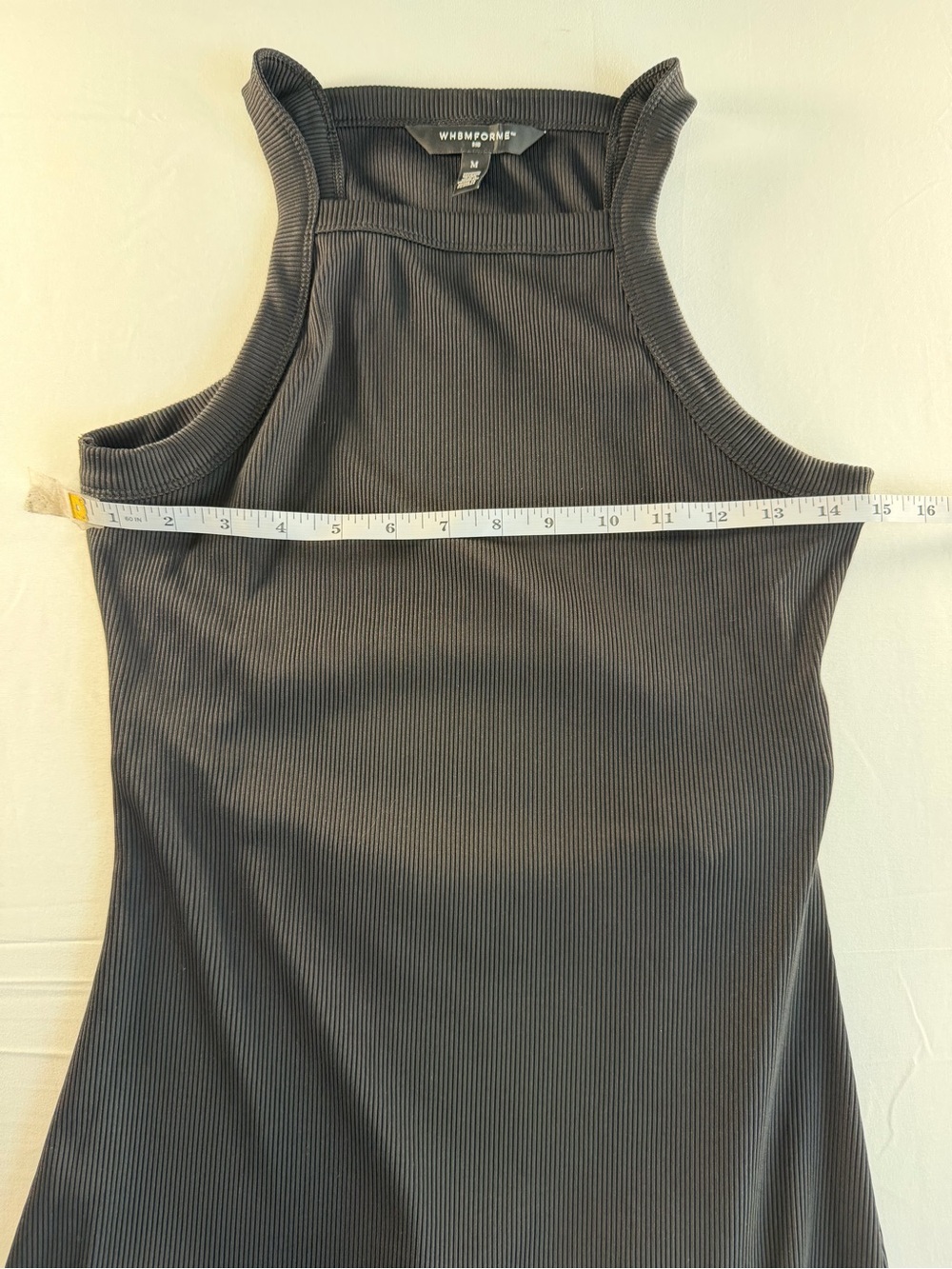 White House Black Market Black Ribbed Midi Tank Dress with cutout back detail - Picture 8 of 10
